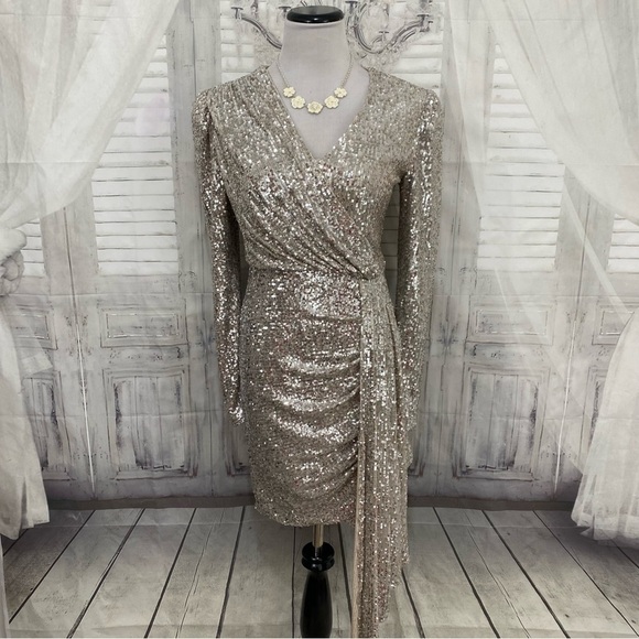 Alex Marie Gold Sequin Dress - Picture 3 of 16